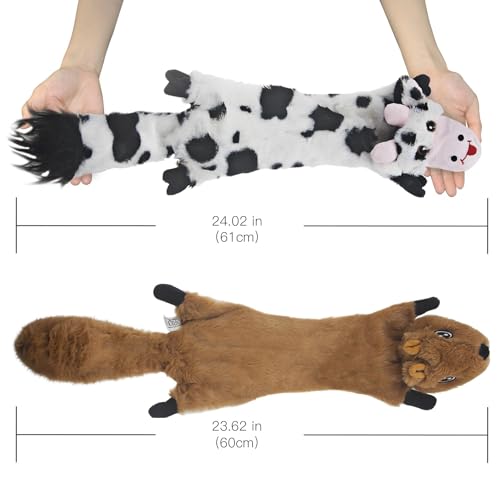 SHARLOVY Dog Squeaky Toys 5 Pack, Pet Crinkle Toy No Stuffing Animals Plush, Dog Chew for Large and Medium, Small Puppy Te...