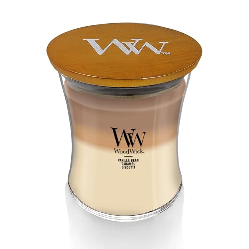 WoodWick Café Sweets Trilogy Holiday Candle Gifts for Women and Men, 9.7 oz Medium Hourglass Trilogy Candle with Crackling...