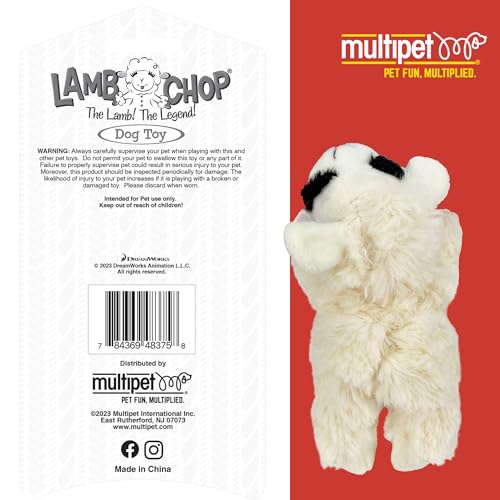 Multipet Lamb Chop Dog Plush Toy - Squeaky Toy for All Dogs - Extra Soft Plush - Stuffed Animal Dog Toy for Cuddling & Pla...