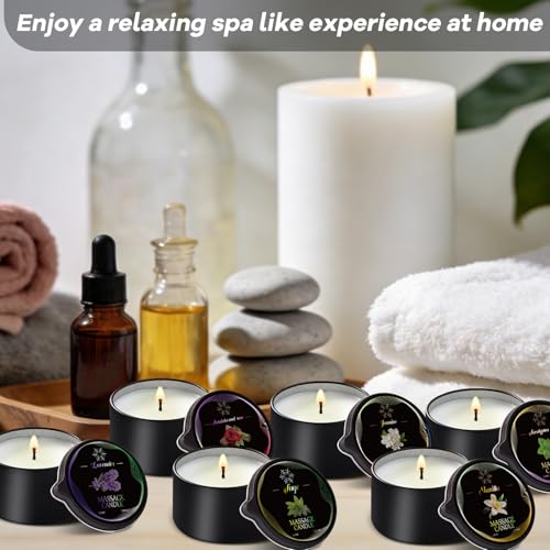 LCZLUMIPRO 6 Pack Massage Candle Set – 2.35 oz Each, Soy Wax Blend with Lavender, Sandalwood Rose, Jasmine, Vanilla & Mor...