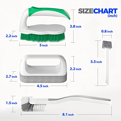Holikme 7 Pack Deep Cleaning Brush Set, Scrub Pads with Scraper Tip for Pool Walls, Bathroom, Grout, Floor, Bike, Tub, Sho...
