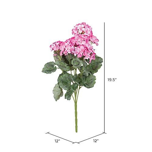 Vickerman Everyday Artificial Pink Geranium Bush 19.5" Long - Premium Faux Floral Decor for Wedding or Everyday Arrangemen...