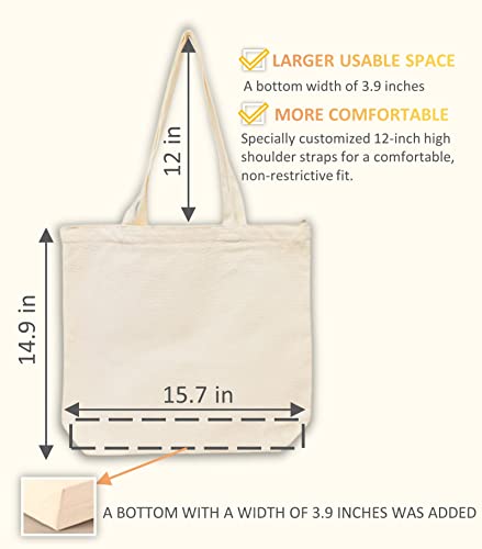 PN.HCNMTFB Canvas Tote Bag, Pockets, Zipper, Durable, Lightweight, Cotton Shopping Cloth Bag, Gifts