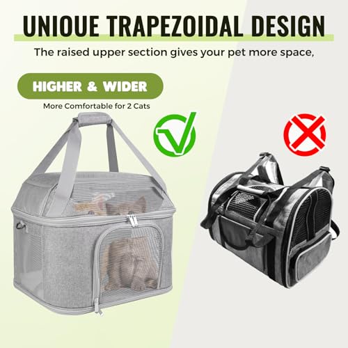 Top-Expandable Pet Carrier 17x11.8x13 Inches Underseat Up to 20lbs, Soft-Sided Carrier Travel Carriers with Padded Shoulde...