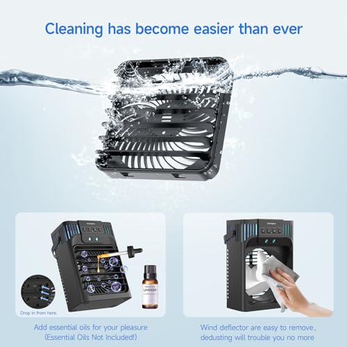 Serantzon Portable Air Conditioners, 4-in-1 Evaporative Air Cooler with Remote Control, Cooling Fan with 3 Modes, 3 Speeds...