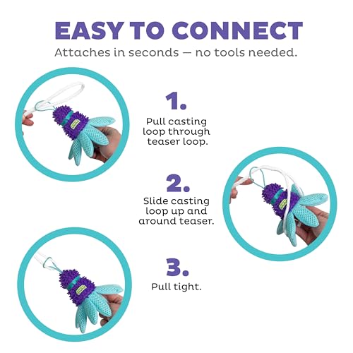 Outward Hound FlyFetch Teaser Wand Dog Toy with Crinkle Attachment, Durable for Indoor & Outdoor Play, All Breeds, 17.7"