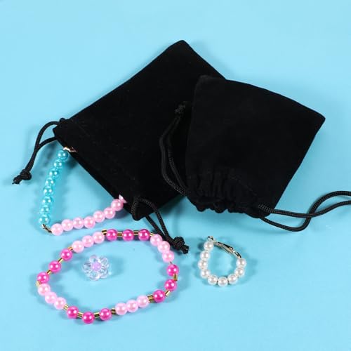 Fyntave 10 Pieces Velvet Drawstring Bags Wedding Gift Bags Black Velvet Jewelry Bag Small Jewelry Pouches Wedding Soft Par...