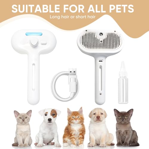 CRAFTIVIO 3-in-1 Cat Steam Brush – Pet Grooming & Shedding Comb with Gentle Steam Spray, One-Click Hair Release, Steam Pet...