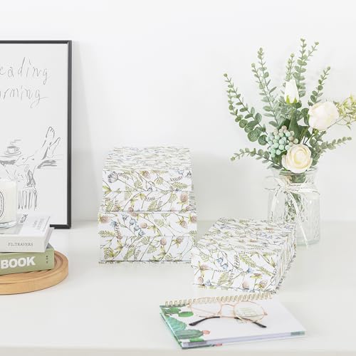 Soul & Lane Decorative Cardboard Storage Boxes, Set of 3 Floral Pattern Keepsake Boxes with Magnetic Closure, Nesting Memo...