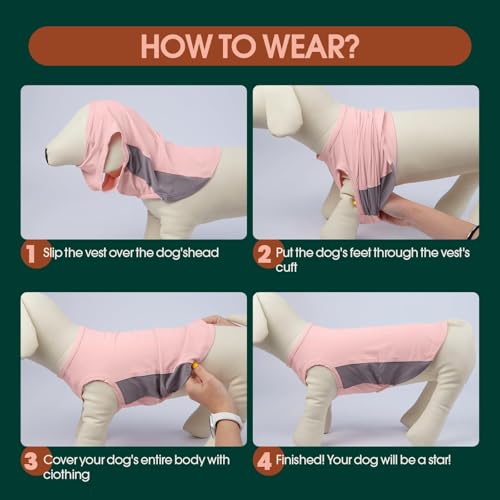 Kuoser Dog Cooling Vest, Sun Protection Puppy T-Shirts, Quick Dry Dog Summer Clothes for Medium Dogs Boy Girl Pink L