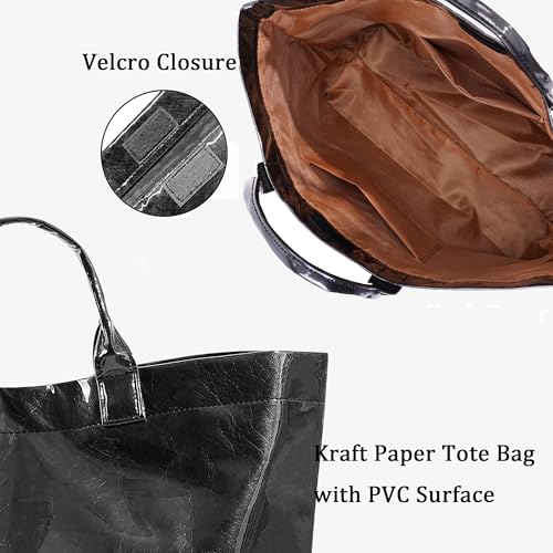 Lushandy PVC Tote Bag Women's Letters Print Hobo Handbag 14L Waterproof Plastic Tote Purse for Work, Beach, Shopping