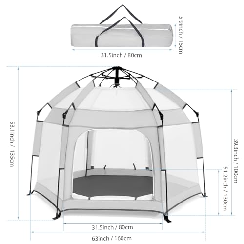 Bend River Baby Playpen with Canopy, Portable Baby Beach Tent, Toddler Play Yard Indoor and Outdoor, Foldable Mosquito Net...