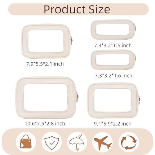 5PCS Diaper Bag Organizer Pouch Set, Clear Organizer Bags, TSA Approved Toiletry Bag, Clear Waterproof Cosmetic Bags with ...