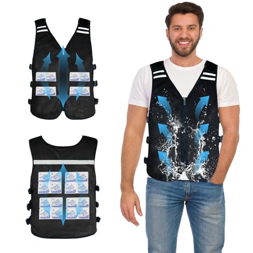 KkaFFe Cooling Vest for Hot Weather, Adjustable Cooling Jacket Safety Vest/Running Lightweight Vest/Reflective Vest/Ice Vest