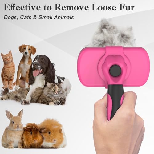 Swihauk Self Cleaning Slicker Brush for Dogs & Cats - Skin Friendly Grooming, Deshedding, Hair Removal for Puppies & Long/...