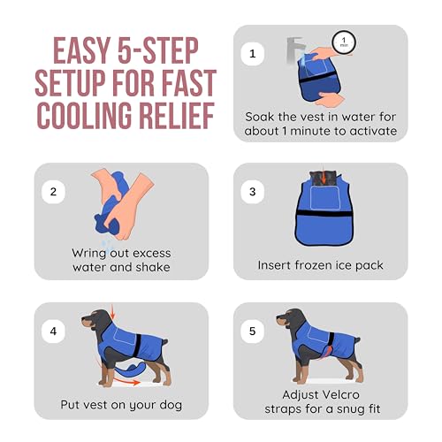 LUCOLOVE Dog Cooling Vest with Ice Pack – 2-Layer Evaporative Cooling Jacket with High Collar, UV Protection & Size-Matche...