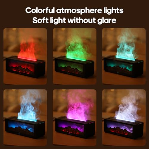 Essential Oil Diffuser Flame Colorful Water Vapor Fireplace Diffusers Fire Humidifier for Aromatherapy Aroma Therapy Machi...