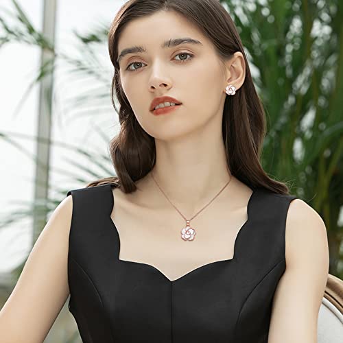 EleQueen Rose Flower Necklace Earrings Bracelet Set 14K Gold Plated Hypoallergenic Jewelry Sets Gift for Women