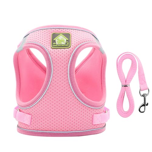 Dog Harness with Leash Set, No Pull Adjustable Reflective Step-in Puppy Harness with Thickened Padded Vest for Extra-Smal...