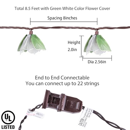 TWINKVILLA Decorative String Lights Plug in with 10 Bulbs, Flower Garland Fairy Lights Connectable Weatherproof Outdoor In...