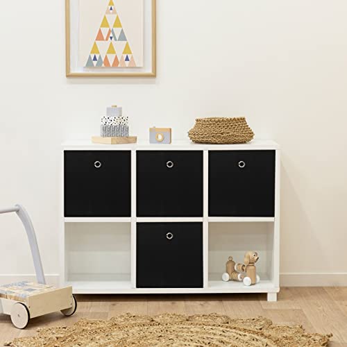 NieEnjoy Black Foldable Storage Cubes Bins ,11 Inch Cloth Storage Cube Fabric Storage Box Cubes Organizer Baskets with Han...
