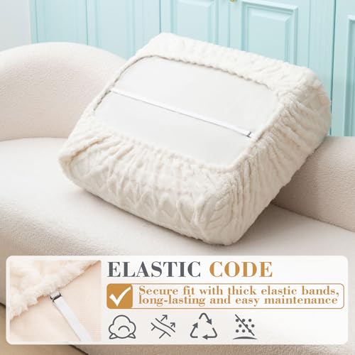 Gilprop 3 Pcs Couch Cushion Covers for Sofa Stretch Jacquard Cable Knit Seat Cover Washable Sofa Slip Covers with Elastic ...