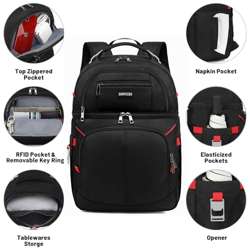 Insulated Cooler Backpack,Double Deck Leakproof Cooler Bag,Insulated Backpack Cooler Lunch Backpack for Men Women