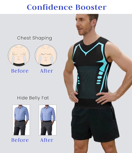 XINGCOOL Compression Shirt Men Slimming Body Shaper Vest Crewneck Workout Shirts Tummy Control Undershirts
