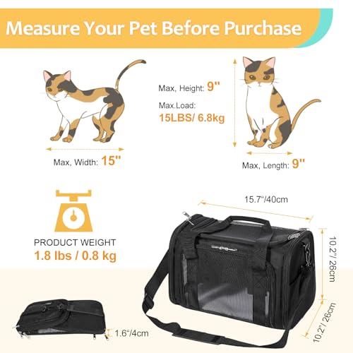 Discala Cat Dog Carrier Up to 15 Lbs TSA Airline Approved Pet Carrier for Small Medium Cats Puppies Dog Carriers for Small...