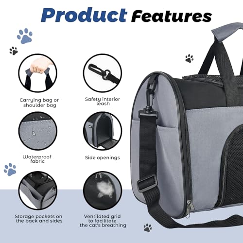 Zavothy TSA Airline Approved Soft-Sided Pet Carrier for Small to Medium Cats and Puppies, Up to 15 Lbs – Collapsible Trave...