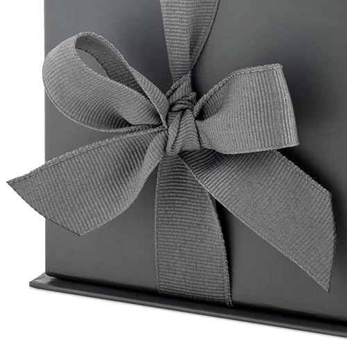 Hallmark Small Gift Box with Bow and Shredded Paper Fill (Gray 4 inch Gift Box) for Weddings, Graduations, Birthdays, Fath...