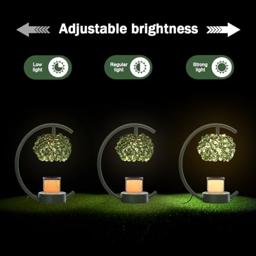 Yeuslor Candle Warmer Lamp for Jar Candles with Adjustable Brightness＆Timer，Handcrafted Green Crystal Candle Lamp Luxuriou...