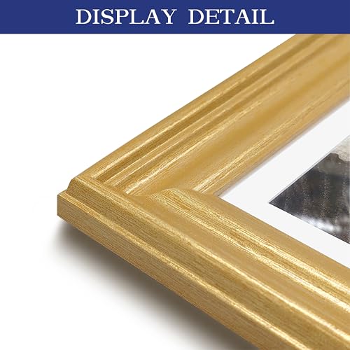 An&He 10x10 Photo Frame, Wood Grain Square Decorative Frame with PS Panel - Gold