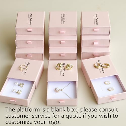 40Pcs Pearlescent Pink Small Jewelry Boxes 3.54×3.54×1.26in Cardboard Jewelry Gift Boxes Jewelry Packaging for Small Busin...