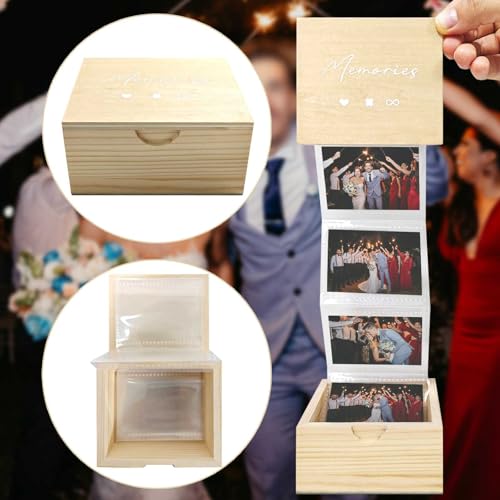 Pull Out Photo Album Wooden Box, Picture Memory Keepsake Box, Photo Collection Gift for Him Her Friend Family, Anniversary...