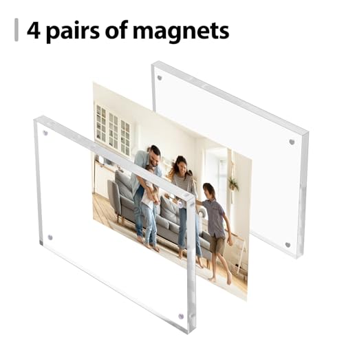 Fixwal 4x6 Picture Frame, 6 Pack Acrylic Frames, Clear Double Sided Photo Frame with Magnetic Desktop