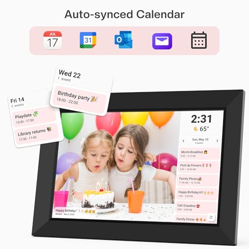 Frameo 10.1 Inch WiFi Digital Picture Frame, Smart Cloud Electronic Photo Frame with HD IPS Touch Screen Slideshow 32GB Me...