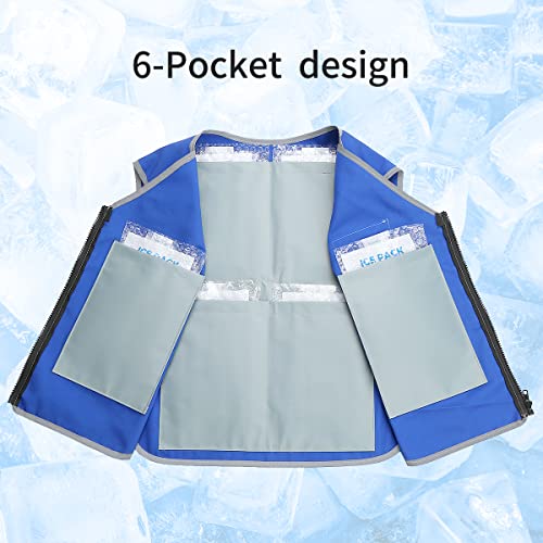 YLNEWWAYS Cooling Vest for Men&Women, Ice Reflective Vest with 24 PCS Ice Packs, Cool Jacket for Hot Weather with Pockets,...