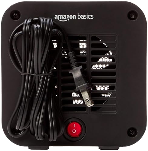 Amazon Basics Ceramic Space Heater, Portable Mini Heater for Office Desk, 500W, With Tip-Over Protection, Lightweight 1.4 ...
