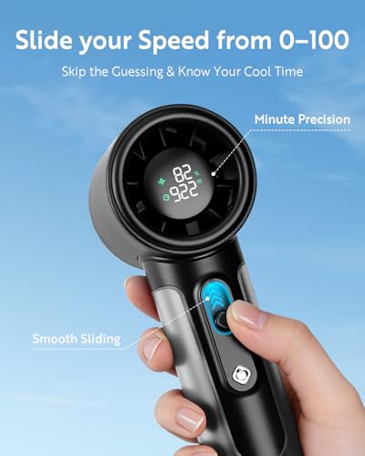 CHEERAIR Handheld Portable Fan, Adjustable Speed Powerful Mini Personal Fan, Rechargeable 5000mAh Battery Up to 18 Hours R...