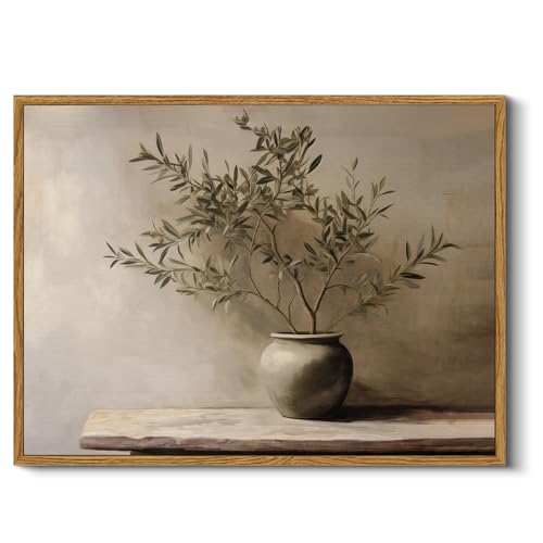 InSimSea Framed Wall Art for Living Room Rustic Olive Branch Still Life Wall Decor Room Aesthetic Oil Painting Farmhouse A...