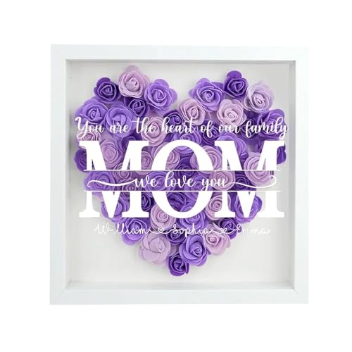 You are The Heart of Our Family , Family Personalized Custom Flower Shadow Box, for Mom, Grandma