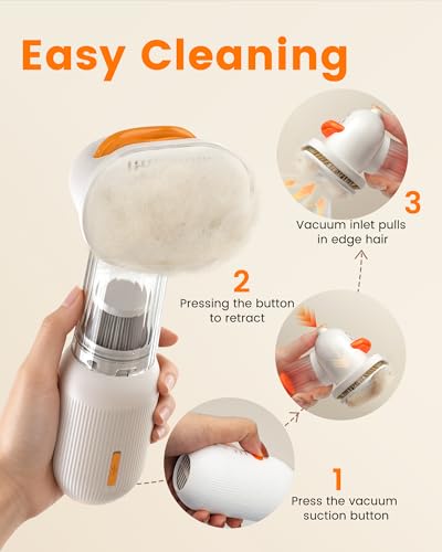kurtmark Vacuum Dog Brush for Shedding, 4-in-1 Self-Cleaning Slicker & Undercoat Rake, Deshedding Grooming Tool, Anti-Stat...