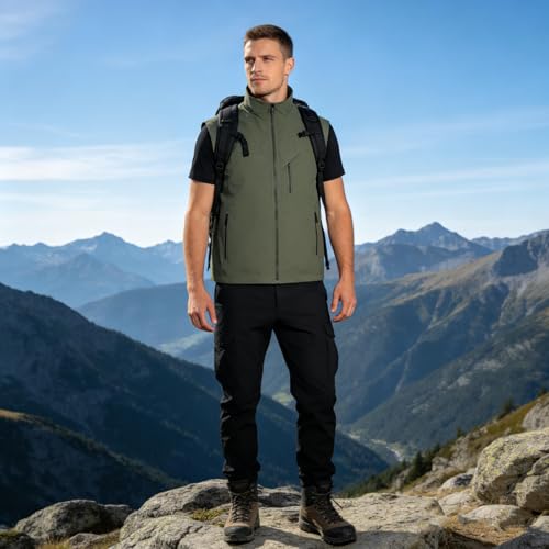 MANLUODANNI Men's Lightweight Vest Sleeveless Outdoor Work Jacket for Travel Hiking Running