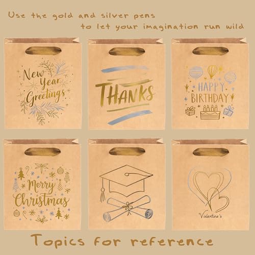 SOHOMEG DIY Gift 6-Set Packaging kit-Includes:Kraft Paper Bag,Metal Pen,Wrapping Paper,Box,tag,Pull Bow,Ribbon,Tape,Clip,S...