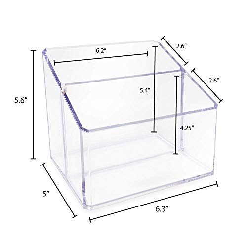 Isaac Jacobs Clear Acrylic 2-Section Organizer, Remote Holder & Multi-Functional Makeup, Brush, Pen & Pencil Storage Solut...
