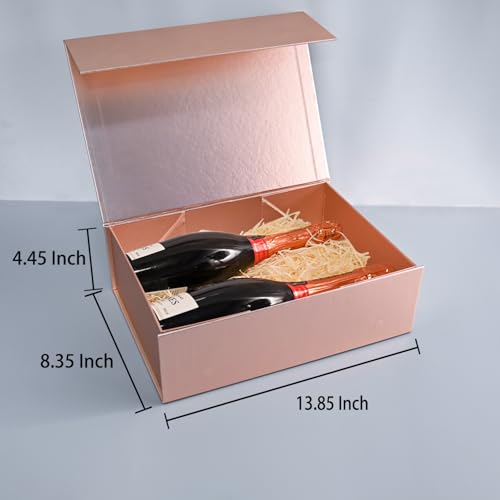 LIFELUM Gift Box for Presents 13.8'' x 8'' x 4.45'' Rose Gold Luxury Gift Box with Magnetic Lid Gift Boxes Contains Card, ...