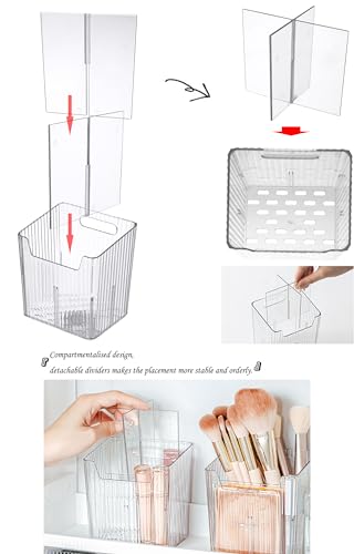 Set Of 2 Storage Organizer Bins Wall Mounted Shower Caddy, Bathroom shelves Stackable Clear Plastic Toothbrush Holder Adhe...