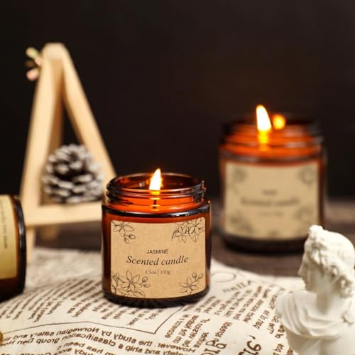 4 Packs Candles for Home Scented, Scented Candles Gifts for Women, Natural Soy Wax Amber Jar Candle, Long Lasting Aromathe...