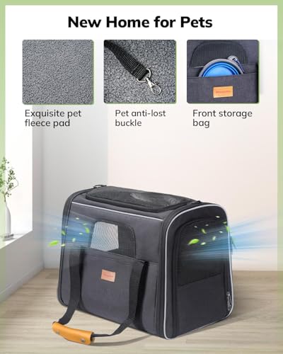 Morpilot Cat Carrier - Cat Carrier Soft for Medium or Large Cats up to 20lbs, with Dual-Sided Cushion, Secure Buckle and F...